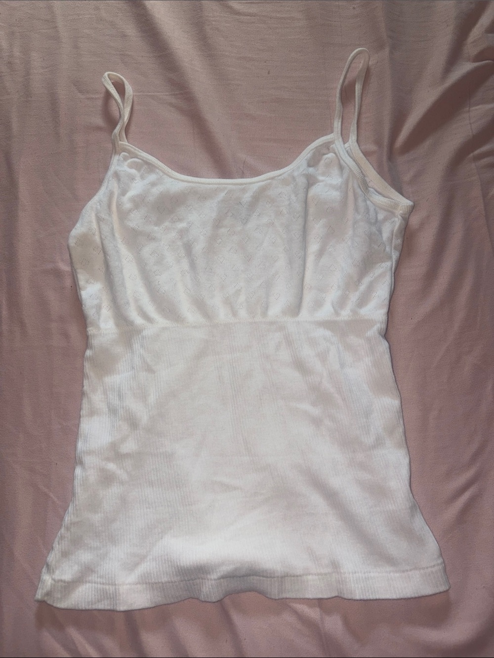 Brandy Melville White Ribbed Spaghetti Strap Cami